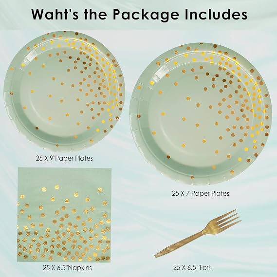 Sage Green Plates and Napkins Party Supplies