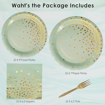 Sage Green Plates and Napkins Party Supplies