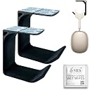SPROSO Headphone Stand Holder | Under Desk Hook & Cable Organizer | Stick-On Adhesive | Superior-Grade ABS | Includes Surface Cleaning Wipes for Easy Setup & Organization (Black, Pack of 2) gallery image