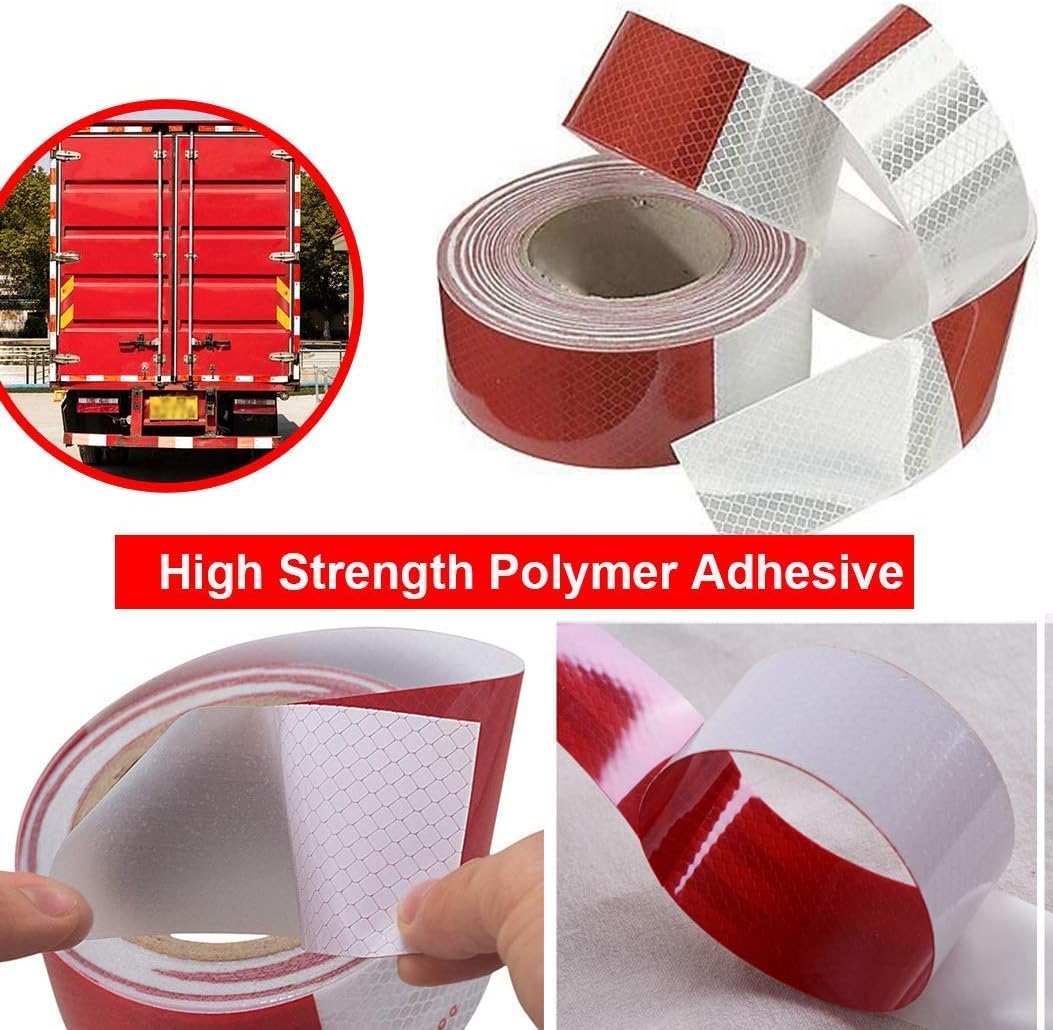 Dot-C2 Red/White Reflective Safety Tape - for Vehicles,Trailers,Boats,Signs (2 In x 150 Ft (2 Pack))