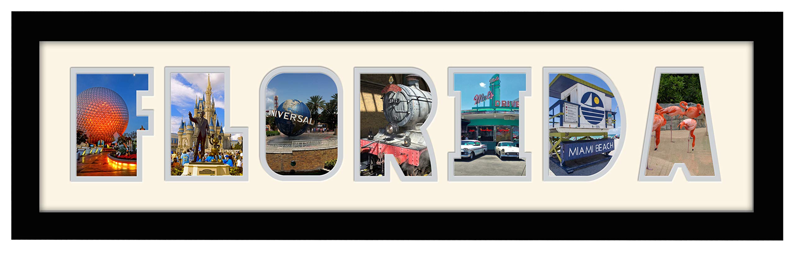 Photos In A Word Black Finish Frame Cream Mount Grey Inside Florida Photo Frame Word Photo Frame 1257-Dd (Black Finish Frame Cream Mount Grey Inside)