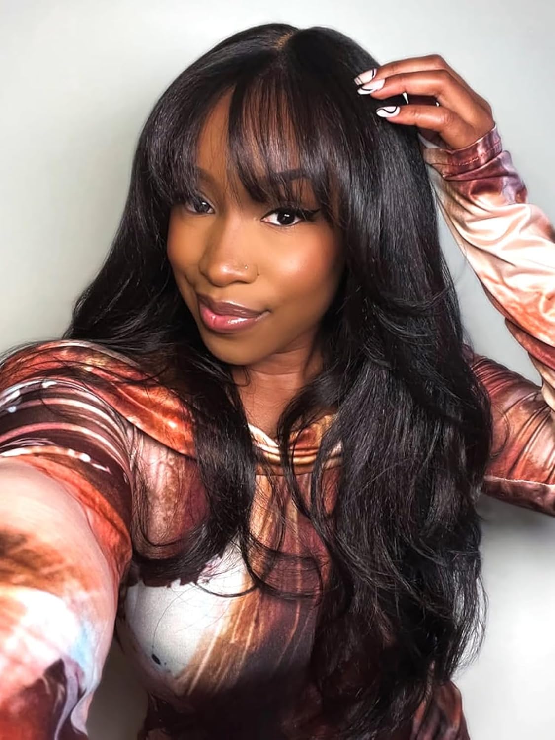 Wiggins Body Wave Wigs With Bangs Human Hair 5x5 Closure Wigs Human Hair Wig With Bangs Pre Cut Pre Bleached Glueless Wigs Human Hair Lace Closure Wig For Black Women 16 Inch