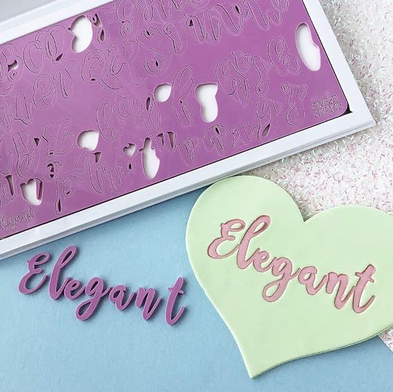 Sweet Stamp by AmyCakes Plastic Elegant Uppercase and Lowercase Letters for Embossing Cakes