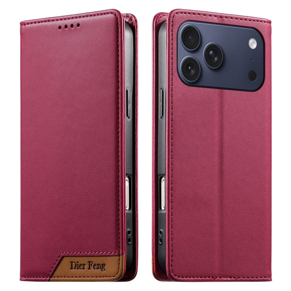 Étui portefeuille iPhone 13 Pro Max bordeaux idéal pour vos sorties - 8