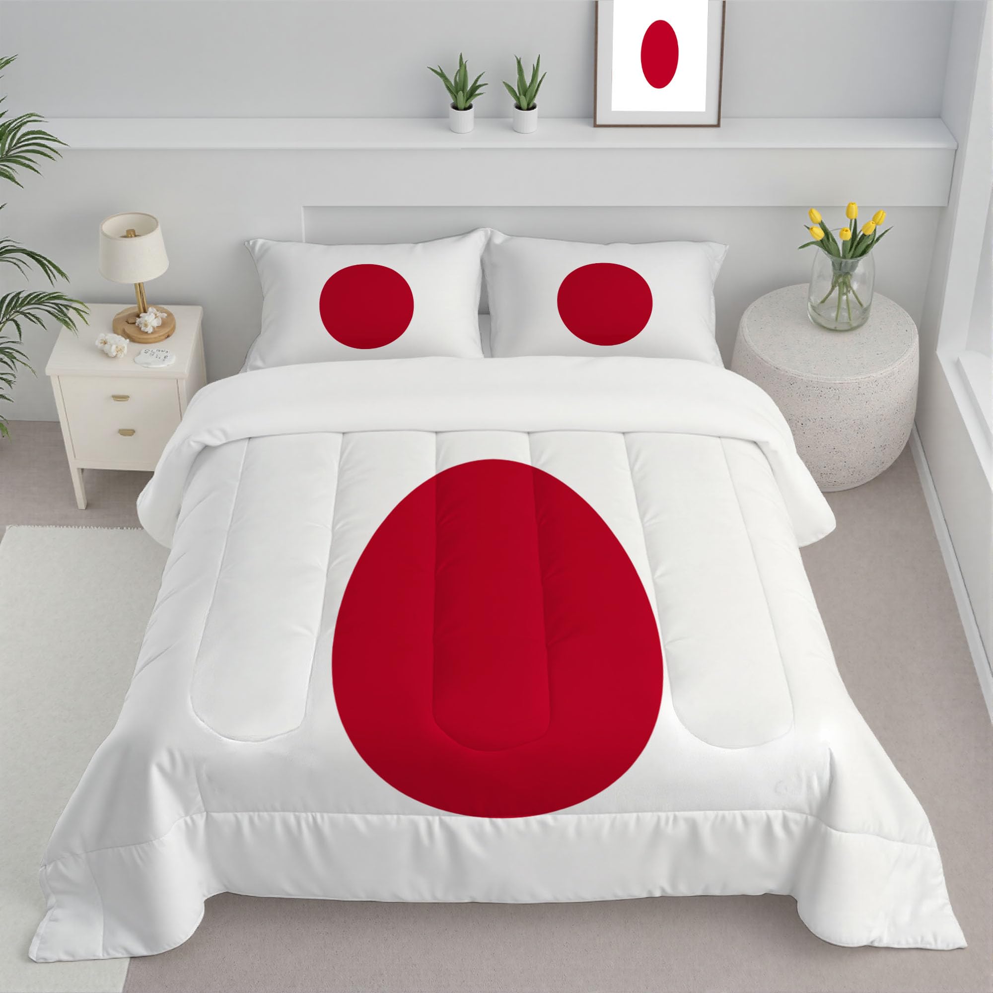 Couette 140x200 en microfibre haut de gamme style japonais avec taies d'oreiller assorties