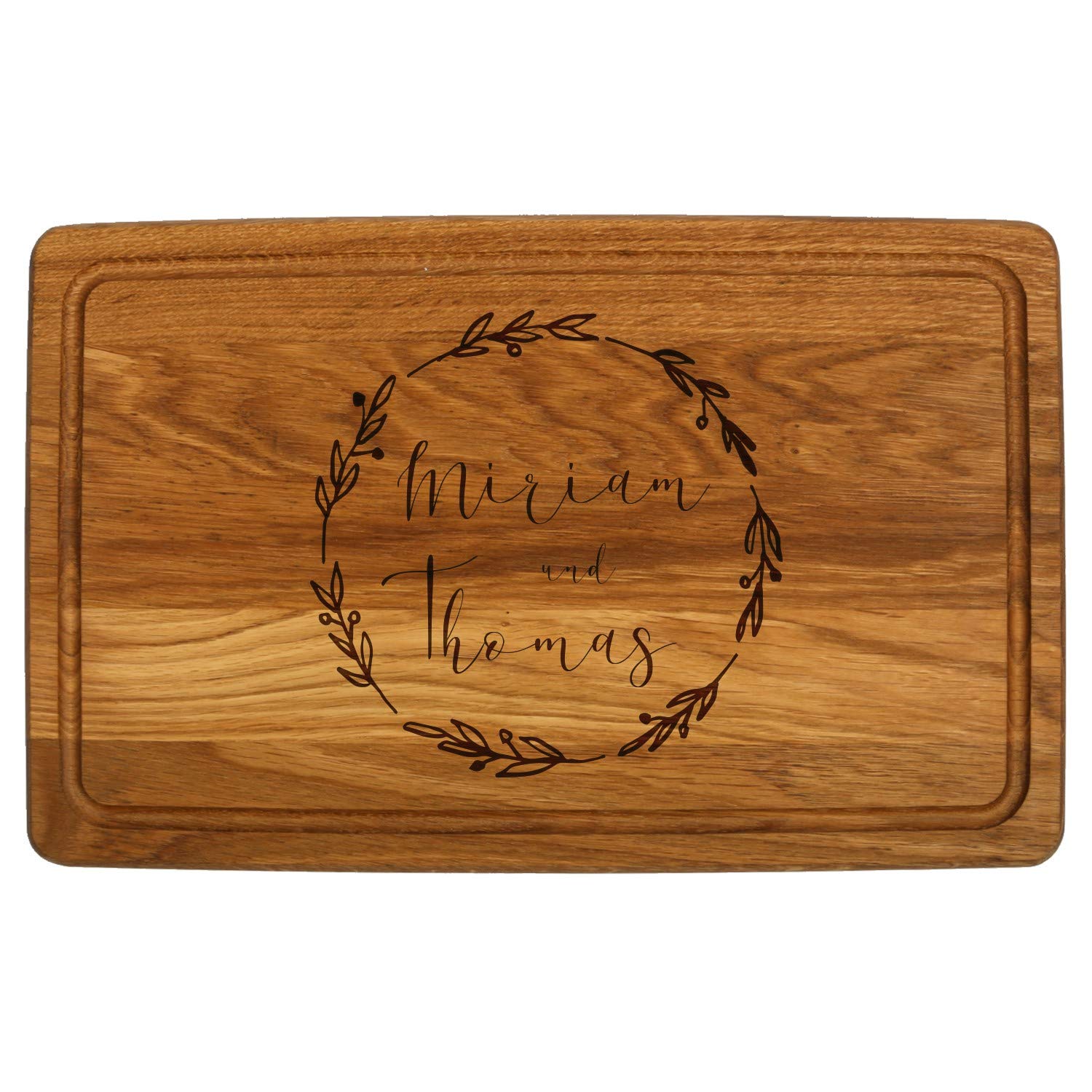 FORYOU24 Holz Schneidebrett dunkel mit Gravur Motiv 06 - personalisiert mit Wunsch-Namen Küchenbrett graviert als Geschenkidee zur Hochzeit