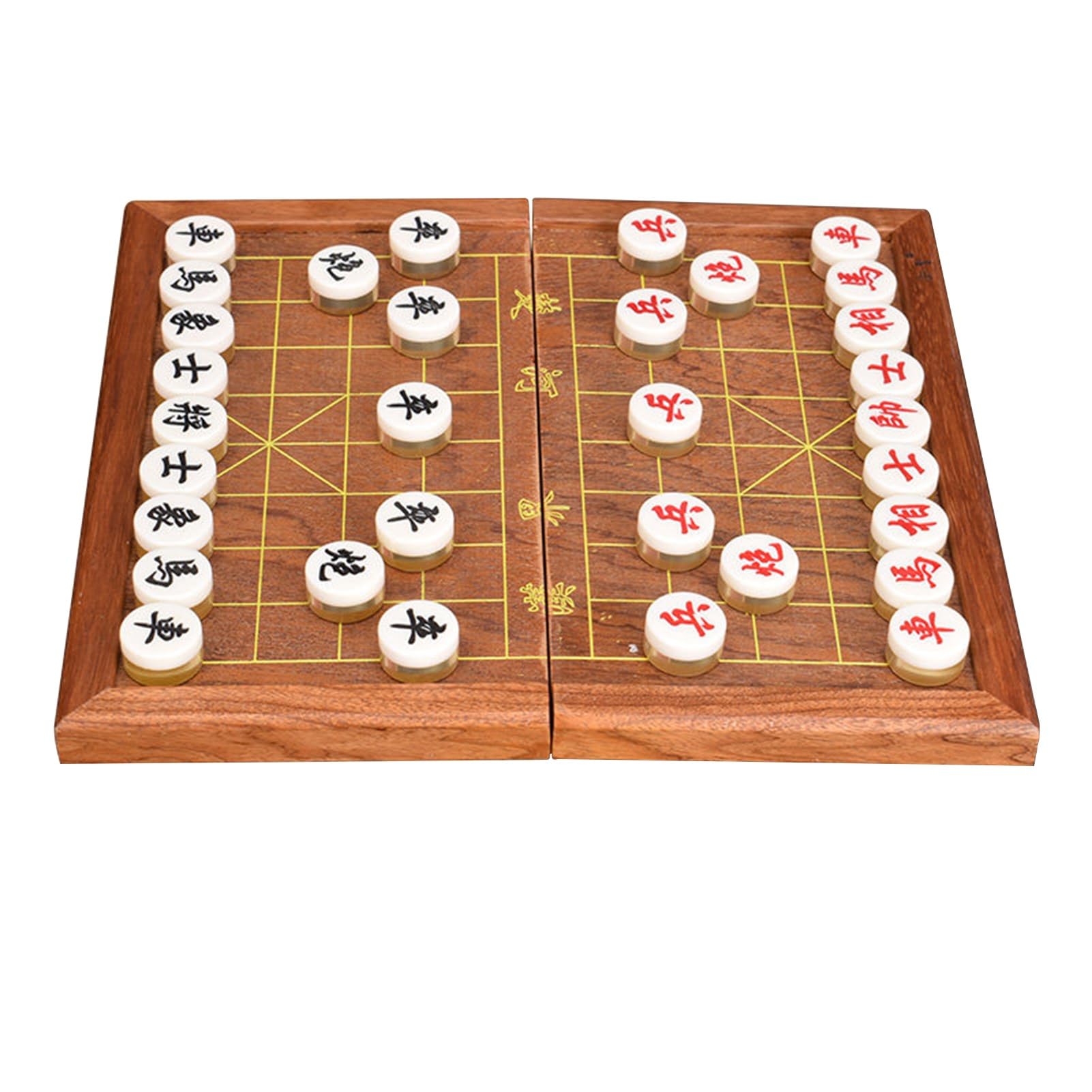 Juego de ajedrez Chino Xiangqi con Tablero de Chapa Plegable y Piezas acrílicas, Juegos de Mesa de Estrategia de Viaje portátiles for 2 Jugadores