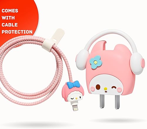 Miniatura 5 de Funda de cargador 3 en 1 de 20 W de dibujos animados compatible con adaptador de iPhone, compacta, duradera, portátil y protectora con protector de