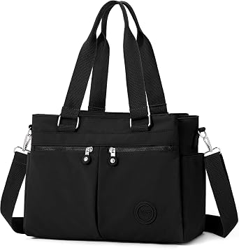 Nylon Tote Bag for Women Medium Crossbody Bags Multi Pocket Ladies Purses Shoulder Handbags Pocketbooks Travel Bag