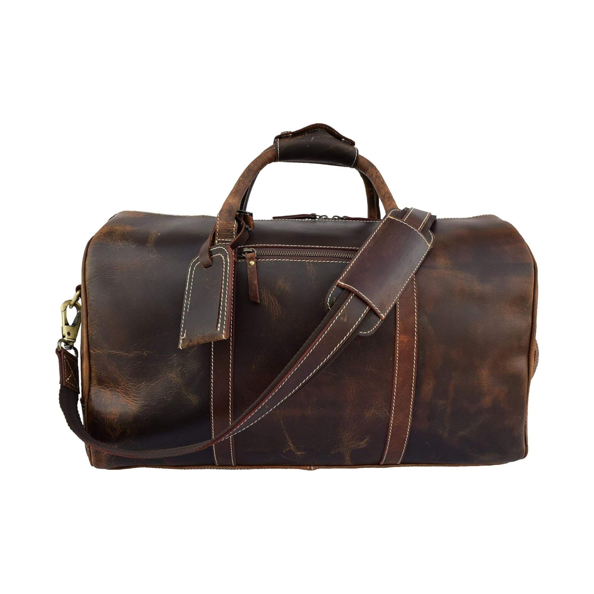 Vintage Leather Duffel Bag for Men Leather Travel Bag, Spacious Weekender Overnight Bag, Durable Carry-On with Adjustable Strap, Stylish Handmade Duffle for Gym, Business & Adventure, Chocolate Brown-image-34