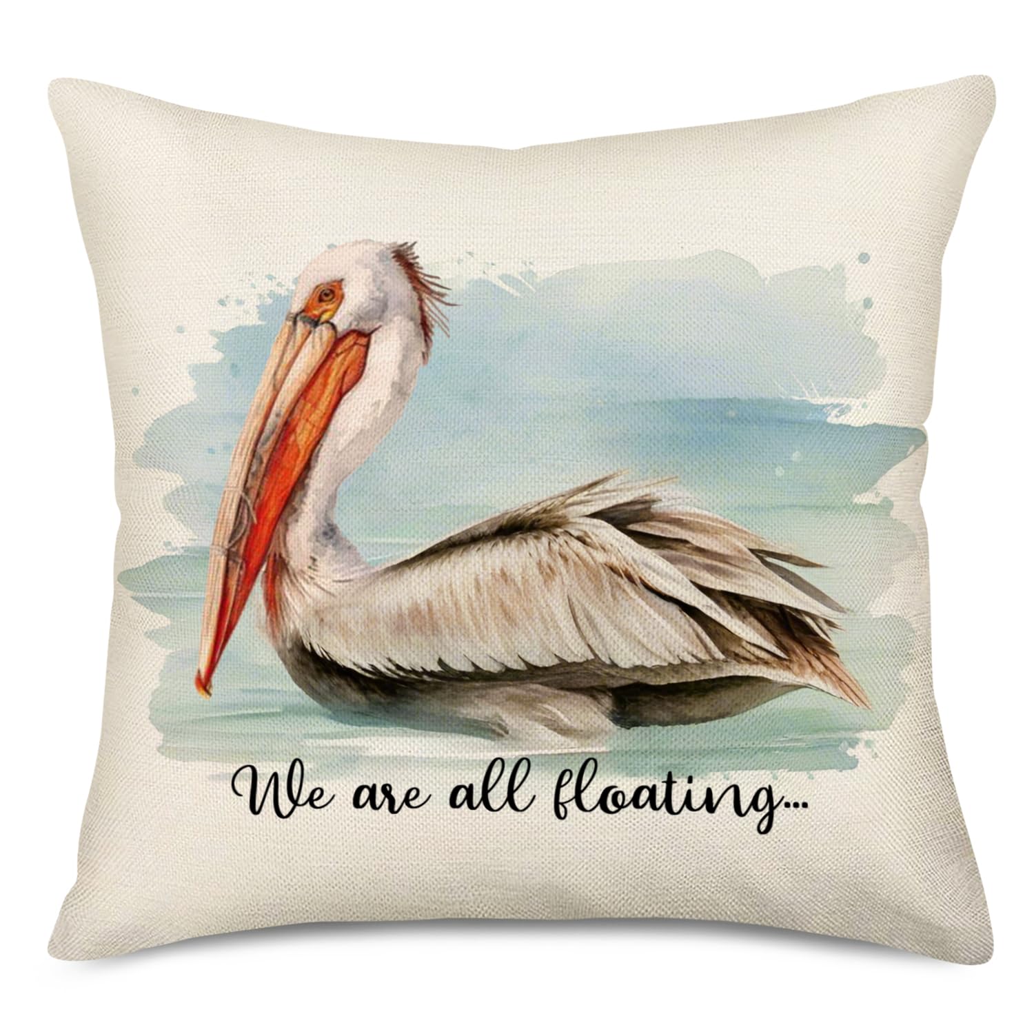 18x18 Inch World Map Throw Pillow Cover - Hot Air Balloon & Travel Quote Design, Cotton Linen Blend