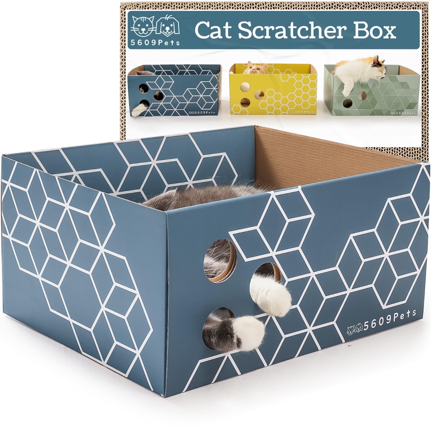 5609PETS No-Mess Cardboard Cat Scratcher Box