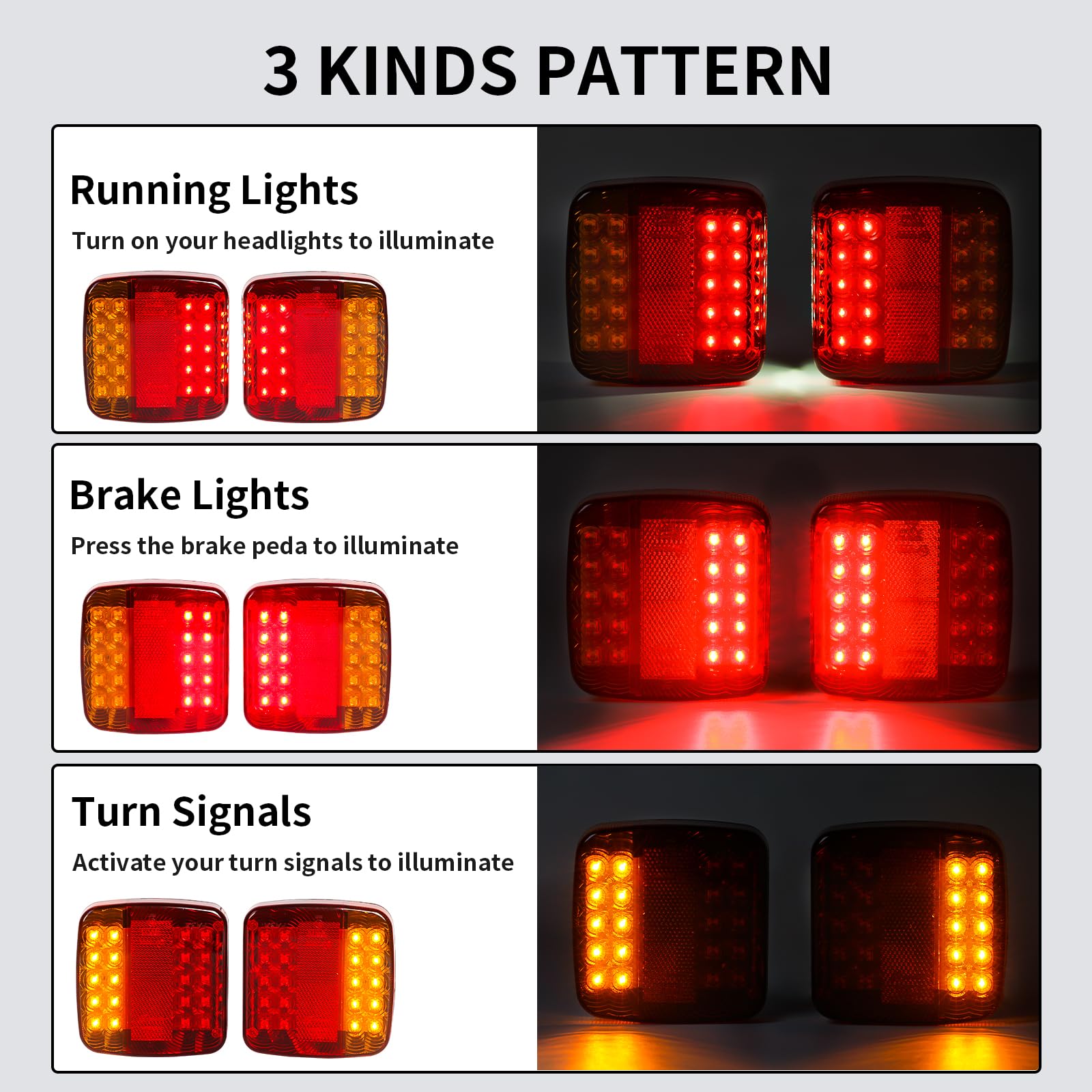 2 Pcs led feux remorque 12v avec éclairage de plaque d'immatriculation, feu de arrière stop étanche avec E-mark pour camion, camionnette, caravane, tracteur, véhicule agricole