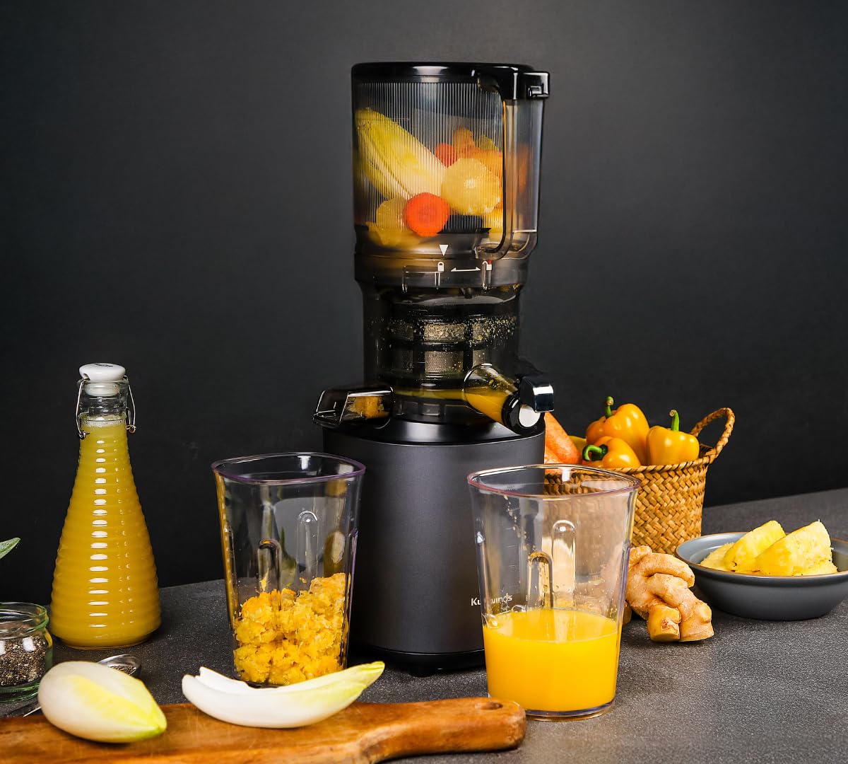 Kuvings Extracteur de jus AUTO6 Découpe automatique fruits légumes entiers Panier 1,7L Anthracite
