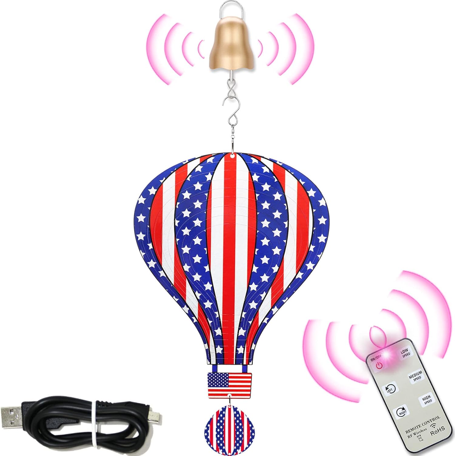 Hot Air Balloon Wind Spinners Outdoor Hanging, 3D Flag
