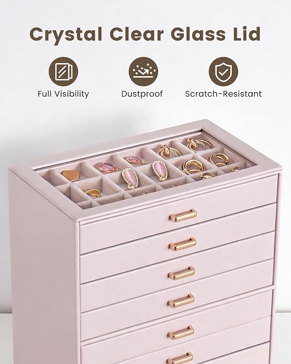 Lolalet Earring Organizer, Jewelry Box with Clear Lid -Pink, 8 Layer by Lolalet - Used condition - Image 5