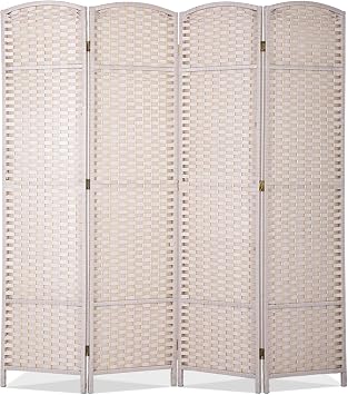 Room Divider 4/6/8 Panel 5.57 FT and Folding Privacy Screen with Wood Frame, Hand Woven Design Room Divider Panel for Room Dividers Wall and Freestanding Privacy Screen