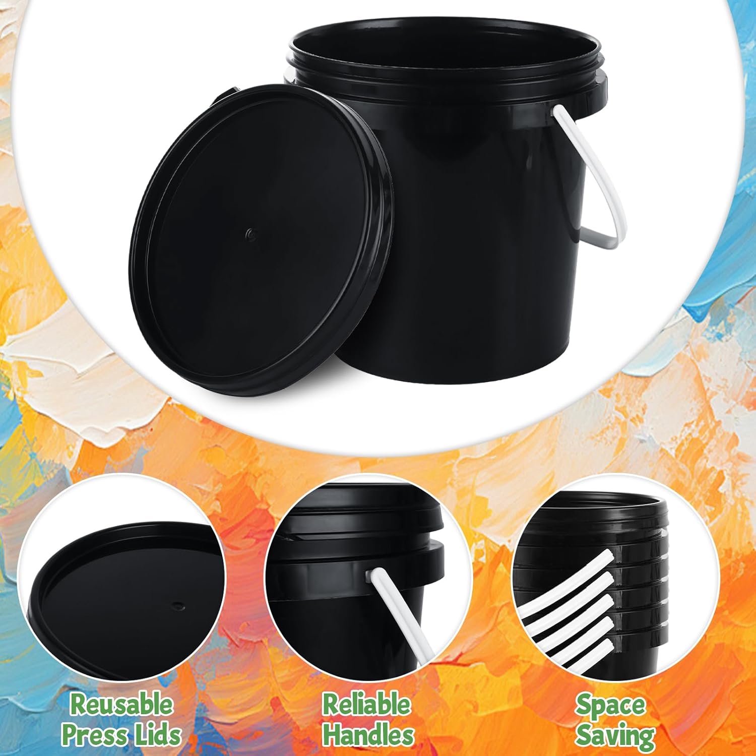 6 Pack Paint Bucket for Painting Plastic 3 Quart Paint Cans Touch Up Paint Containers with Lids & Handles 3/4 Gallon Paint Can Paint Storage Containers Empty Paint Cans Paint Pail for Leftover - Image 3