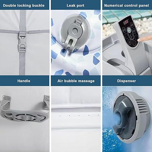 Miniatura 4 de Salu SPA - Bañera de hidromasaje inflable para 2-4 personas 22 pulgadas de largo x 29 pulgadas de ancho x 23 pulgadas de alto color gris