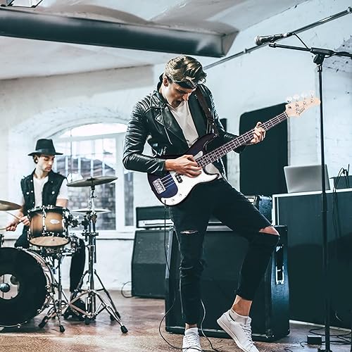 Miniatura 7 de Glarry Bajo eléctrico tamaño completo 4 cuerdas Rosewood tilo estilo fuego exquisito bajo ardiente (azul oscuro)