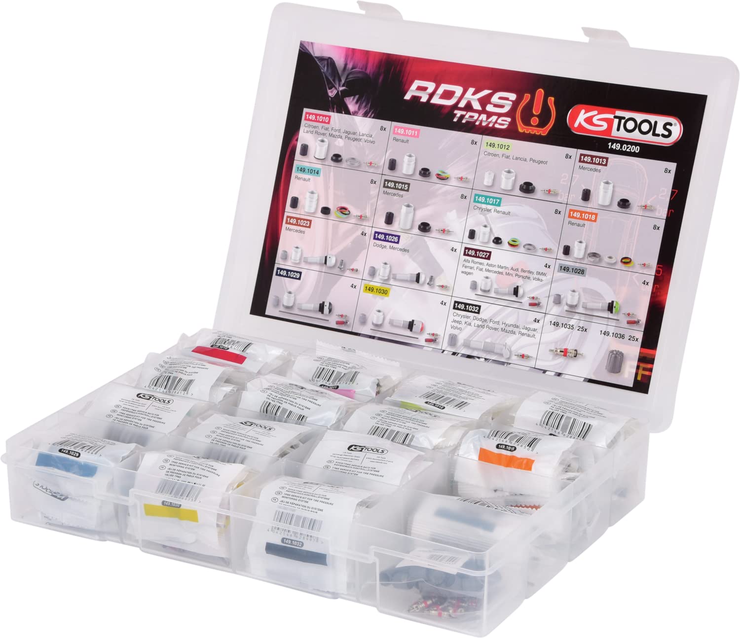 KS Tools 149.0200 RDKS/Tpms Service-Sortiment für Reifendruck-Kontrollsysteme, 142-tlg