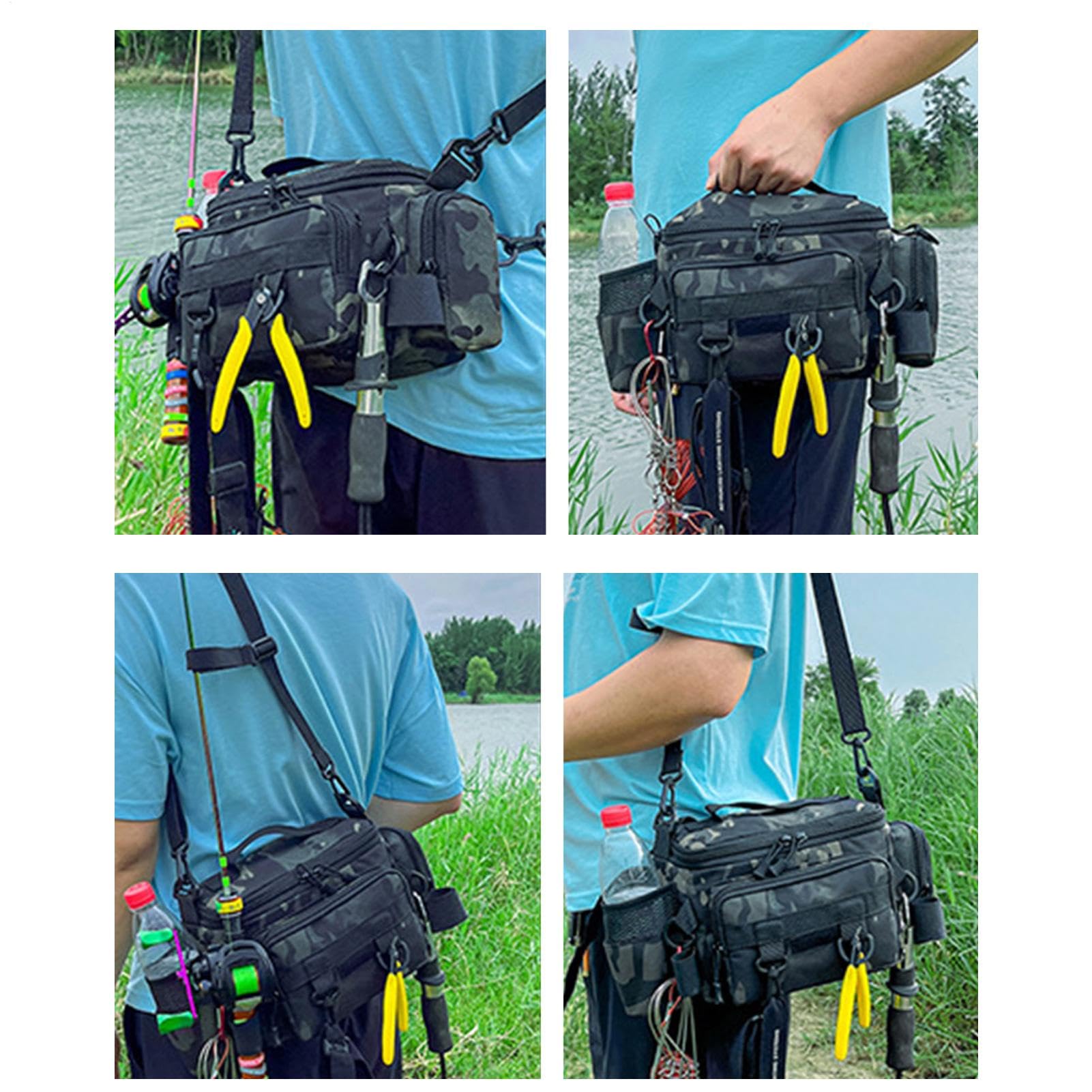 Fishing Bag, Large Capacity Fishing Bag, Fishing Lure Bag, Fishing Rod Carryall, Portable Fishing Bag, Multifunctional Fishing Bag, Fishing Equipment Bag, Fishing Reel Bag, Fishing Bait Carrying Bag