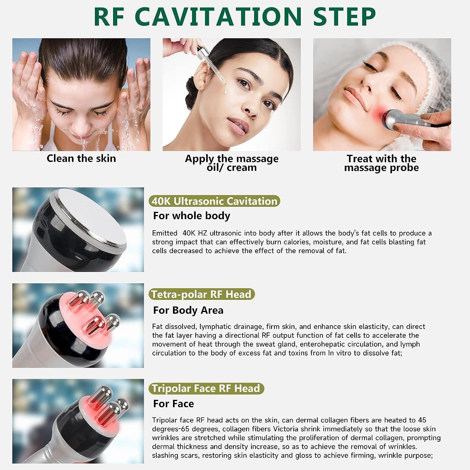 Cozion Radiofrecuencia Facial y Corporal Profesional 40K cavitacion y Radiofrecuencia Aparatos Masajeador anticelulitico Máquina de Adelgazamiento de Belleza Masajeador Celulitis (S)