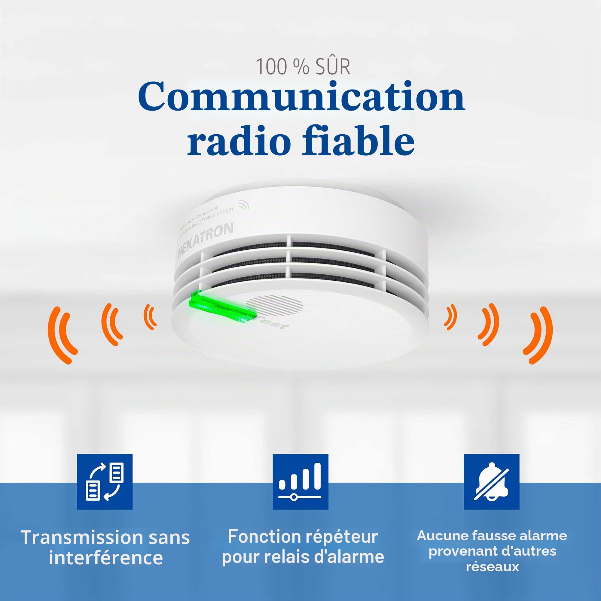 Hekatron Module radio Basis X – Dispositif intelligent sans fil, compatible avec le détecteur de fumée Hekatron Genius Plus X – Pour connecter jusqu'à 20 détecteurs de fumée