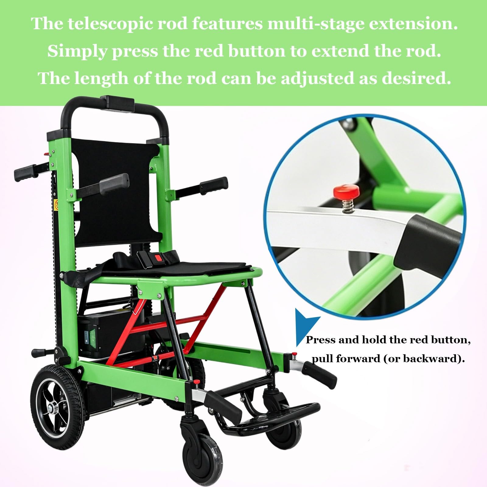 Elektrischer Treppenlift Mit Sackkarre,Inklusive Lithium-Akku,Aluminiumrahmen Faltbar,Maximale Tragkraft 169 Kg,Geeignet Für Senioren Green 13ah