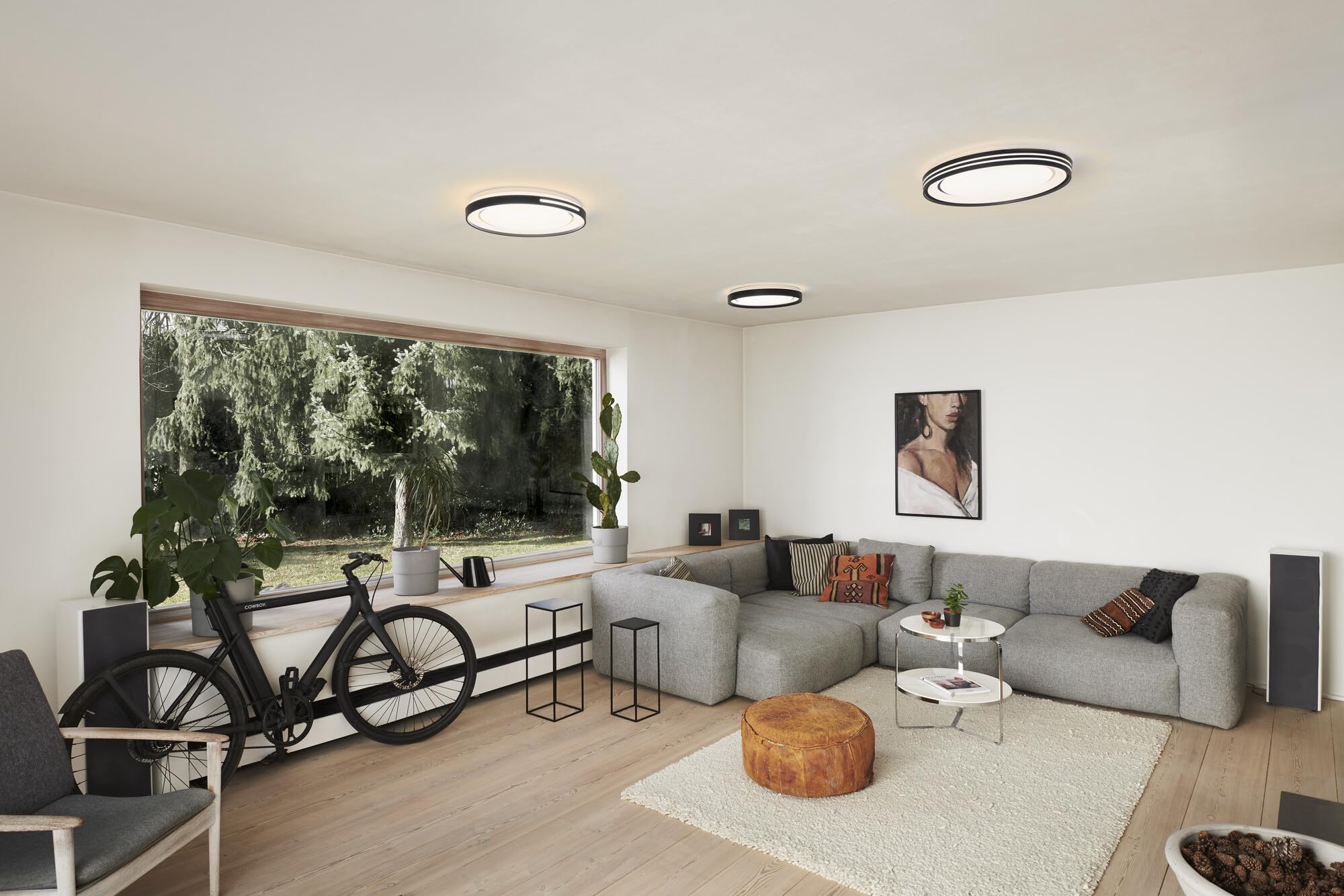 LEDVANCE ORBIS JADEN SMART+ WiFi Leuchte Ø 48cm, dimmbare LED Deckenleuchte für den Innenbereich, 30W, Farbtemperatur 2700-6500K, 3300 Lumen, weiß mit schwarzem Ring und seitlichen Lichtringen