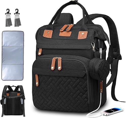 Miniatura 11 de Mochila para pañales para mamá y papá, grande, impermeable, para viaje, para bebés, niñas y niños pequeños, Azul, Grande, Moderno Azul,Un