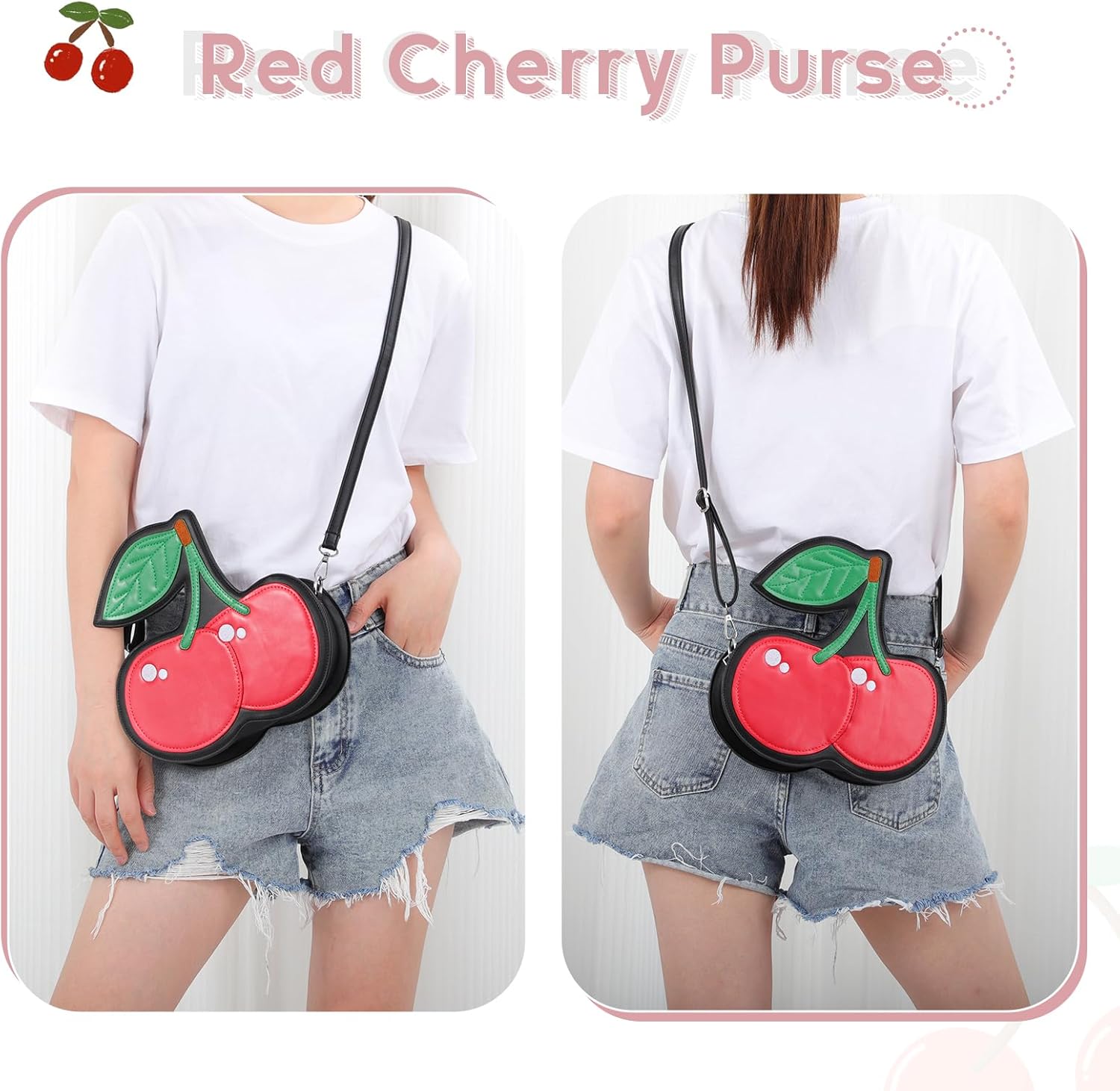 Novelty Cherry Purse for Women Fruits Cherry Handbag Lovely Crossbody Shoulder Bag - Image 7