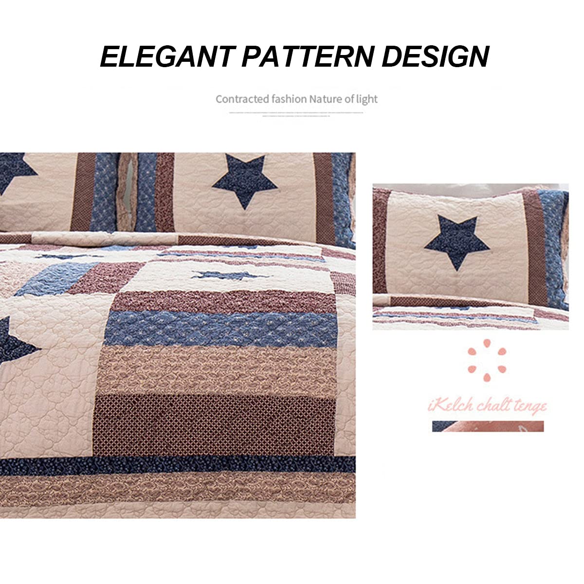 Amazon｜ヴィンテージパッチワークチェックデザインキルトベッド