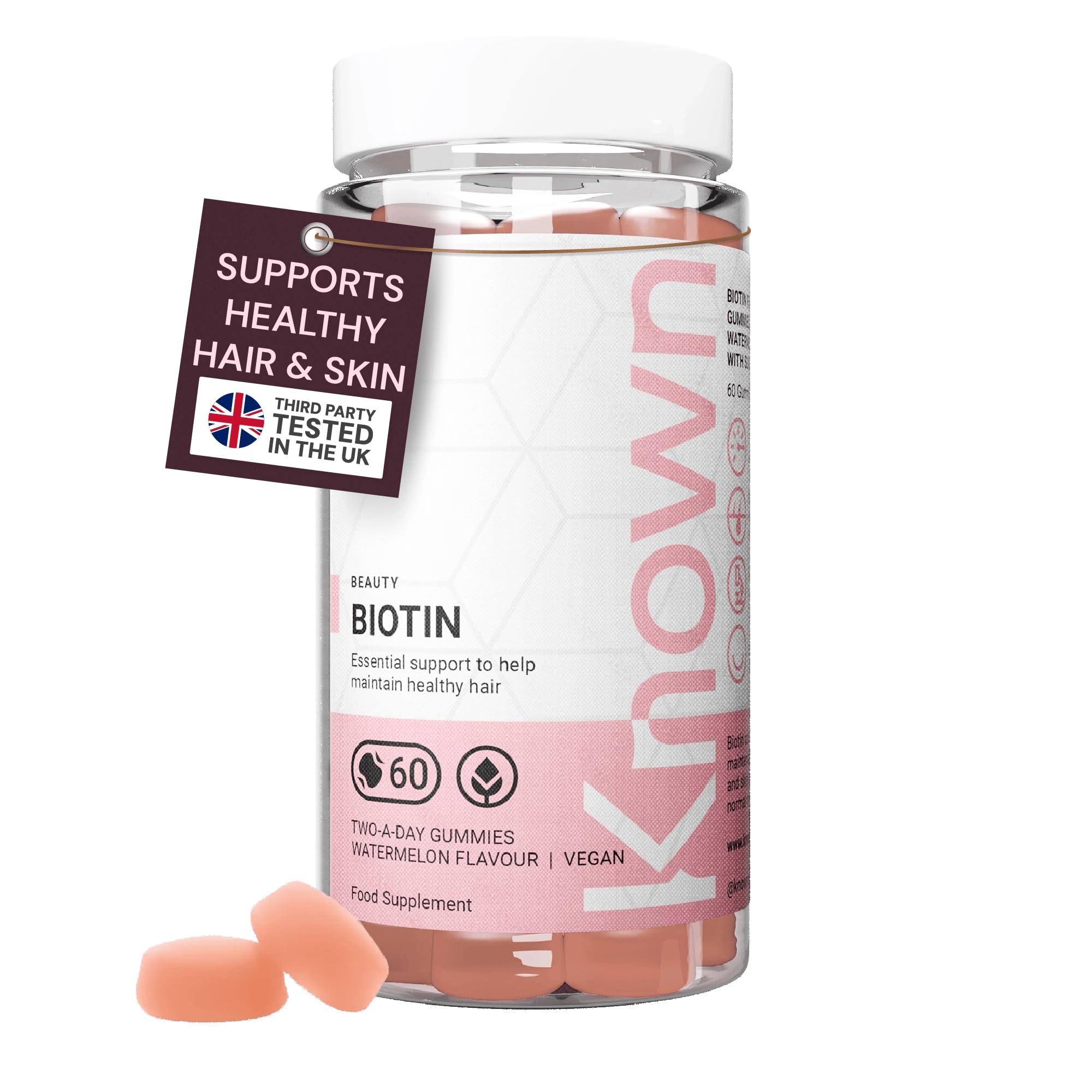 Known High-Strength Biotin Gummies 10,000µg – 1 Month Supply – Watermelon