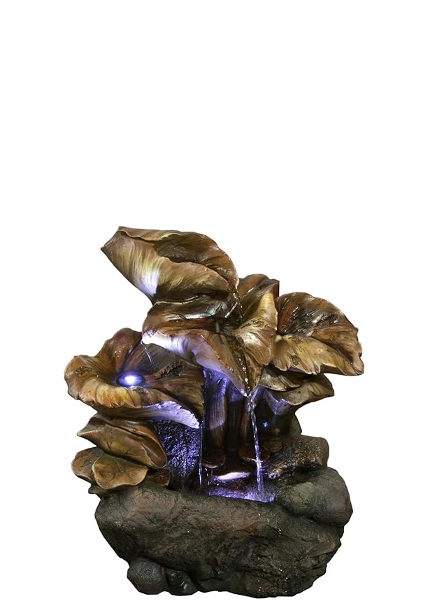 Hi-Line Gift Ltd Cascading Leaves Fountain with LED Lights