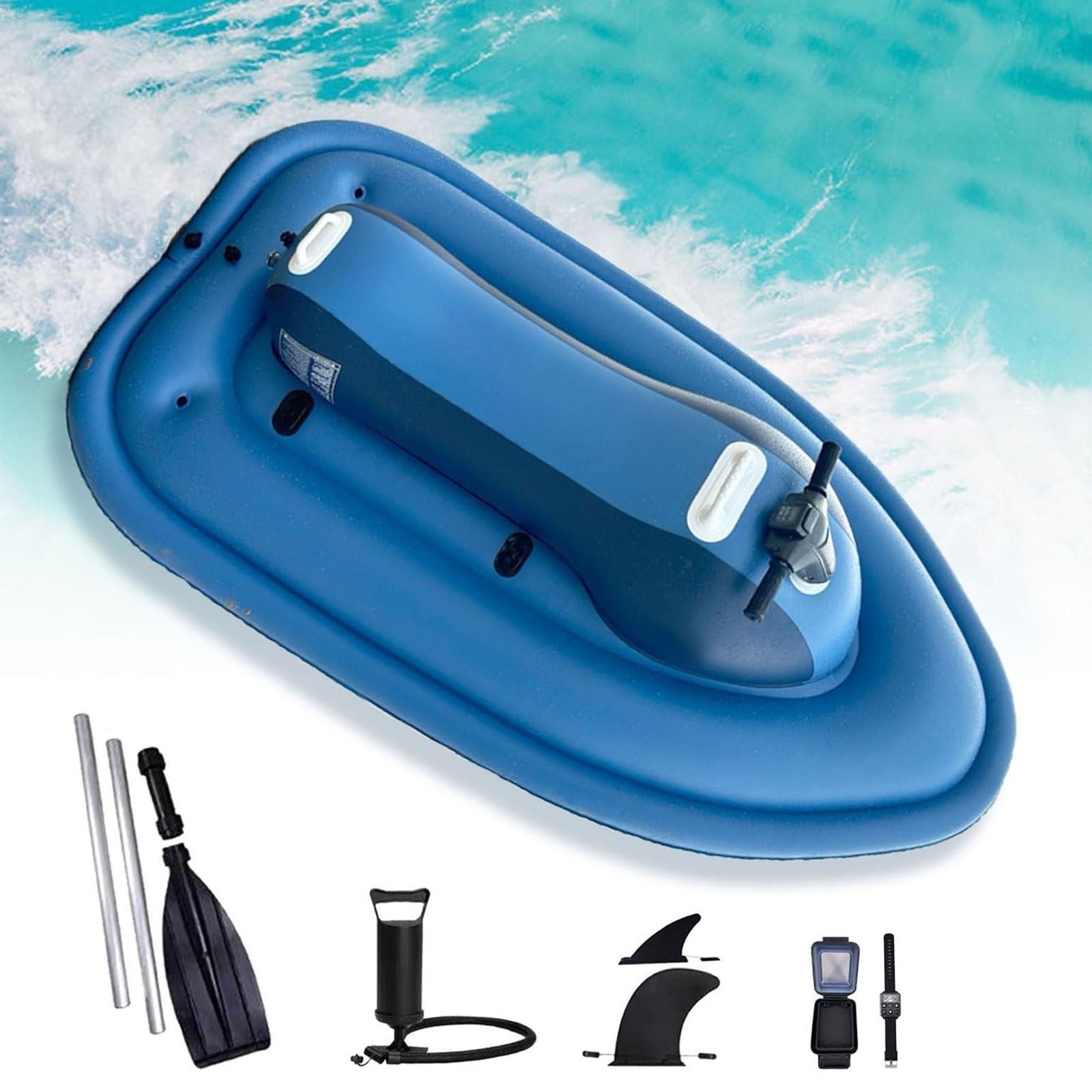 Kayak Inflable con Motor a reacción, Moto acuática eléctrica Plegable sin escobillas de 500 W con Scooter Submarino (Opcional), lancha con Motor eléctrico, autonomía de 130 min