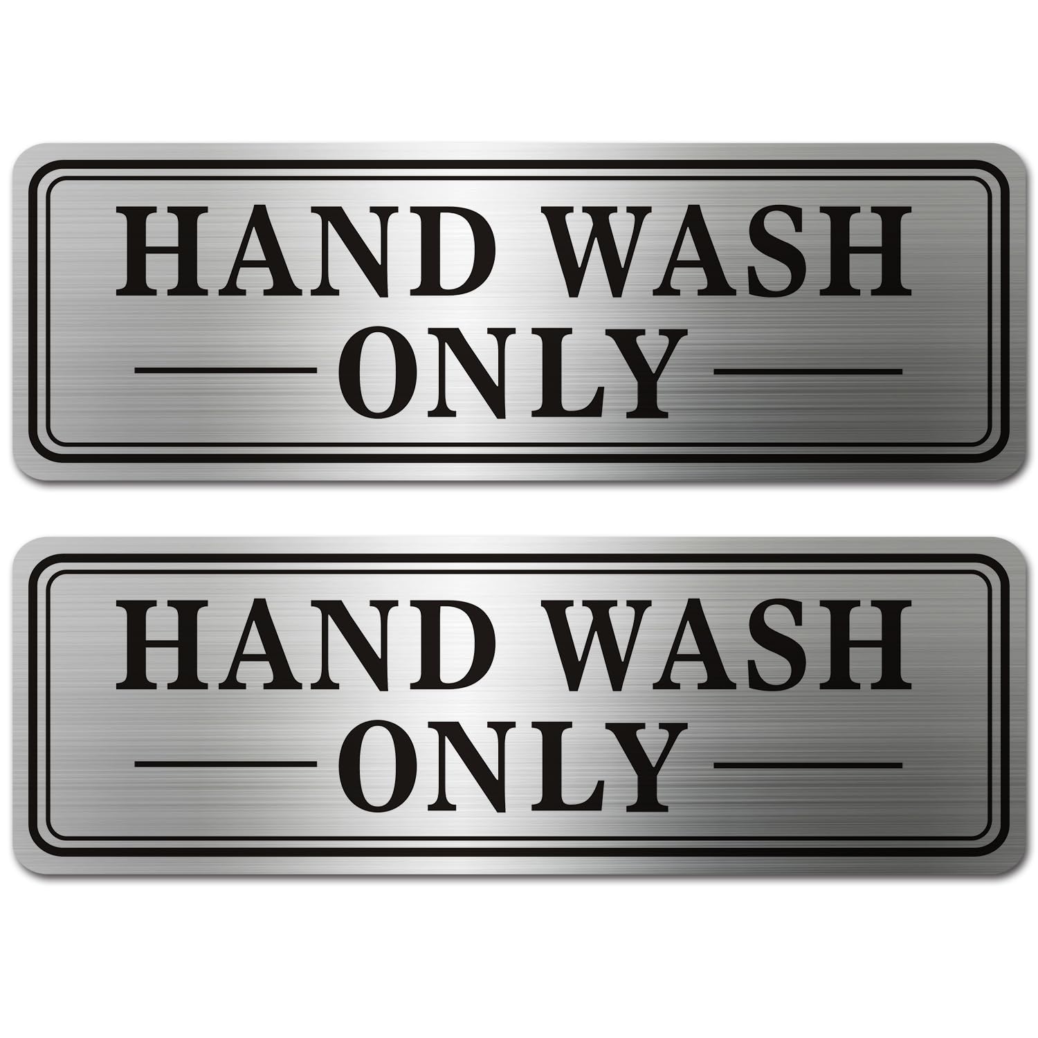 2pcs Metal Stainless Steel Hand Wash Only Sign,With Self Adhesive,9x3in(Hand Wash Only2pcs)