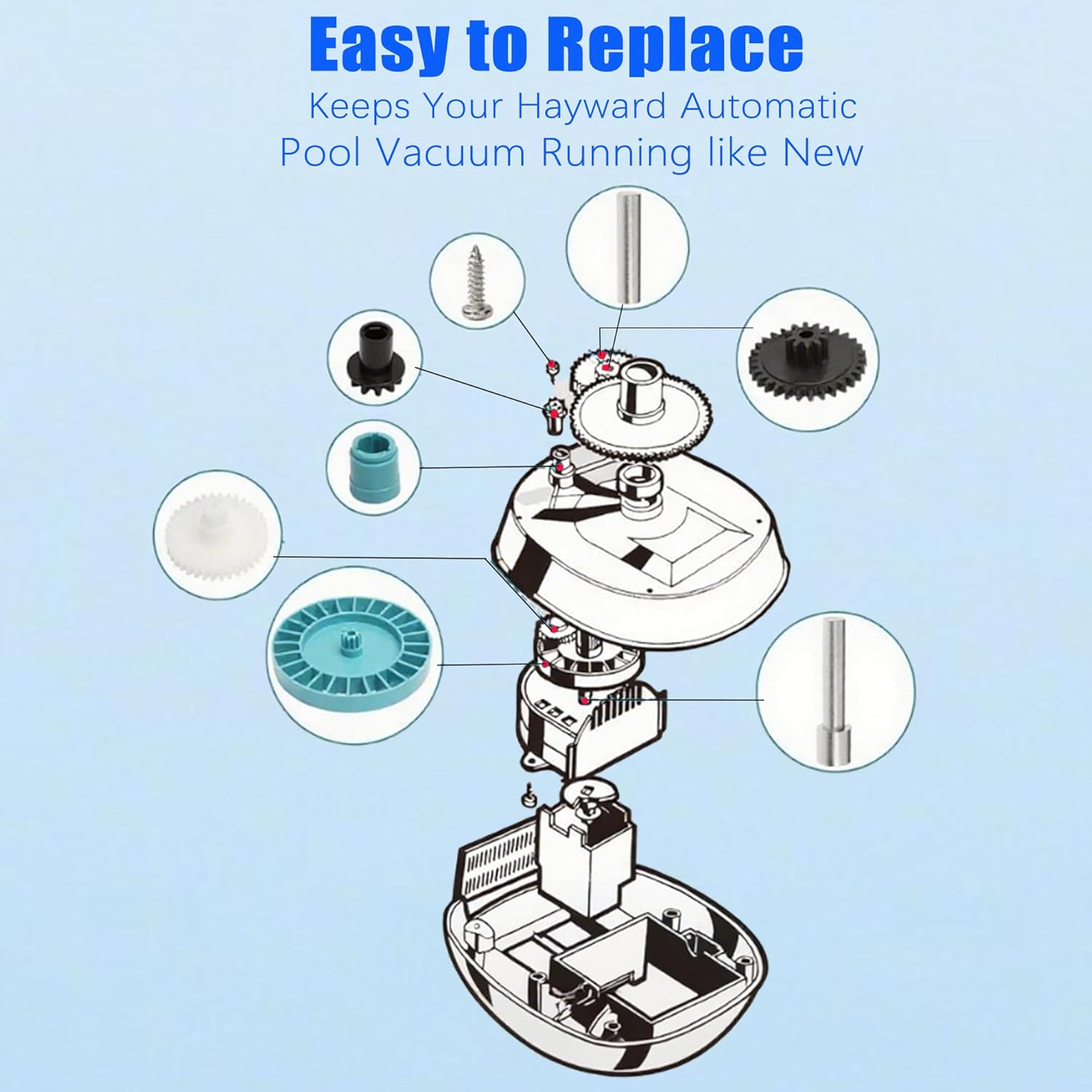 AXV079VP Medium Turbine Spindle Gear Kit Replacement for Hayward In-ground Pool Cleaner 925, 2025v, 2025cs, 2025,Navigator Spindle Gear Rebuild Kit for Hayward Pool Vacuum