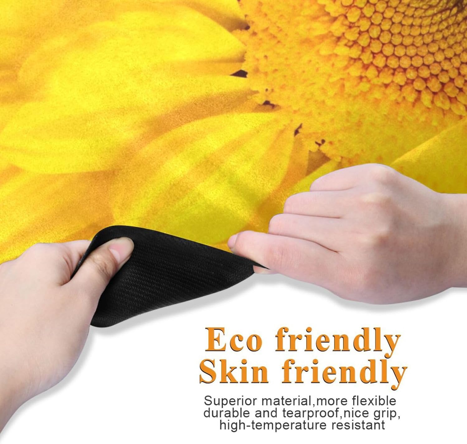 Sunflower Yellow Yoga Mat, 71 x 26 Inch Non-slip Yoga Mats Folding Travel Exercise Mat Indoor Outdoor Gym Pilates with Storage Bag for Women Men