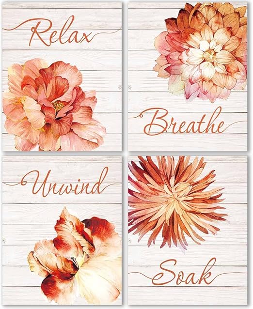 Relax Soak Unwind Breathe Bathroom Wood Wall Decor