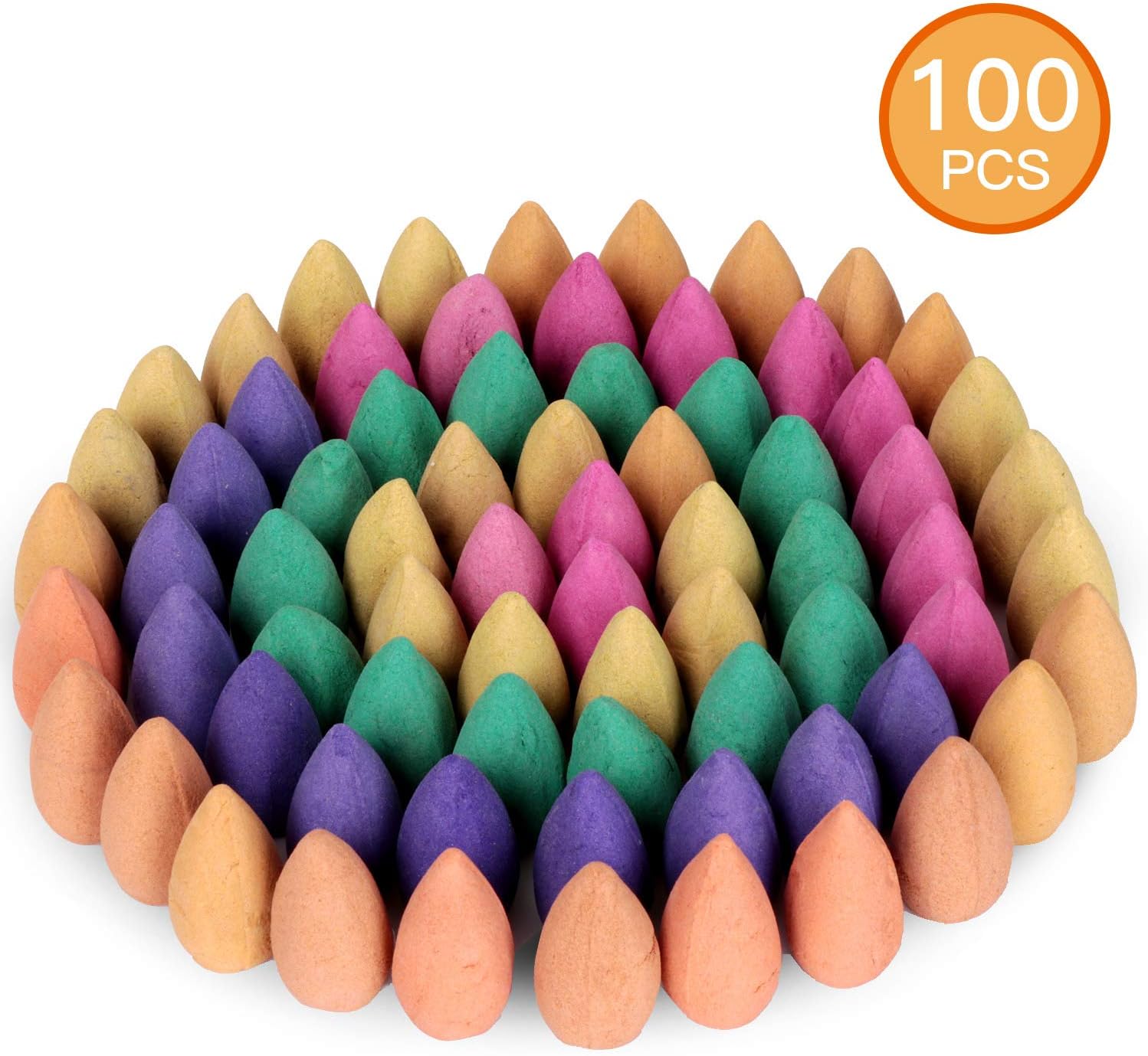 Outivity Backflow Incense Cones 120 Pcs, Fragrant Cone 10 Mixed Natural Scents, Rose Jasmine Lily Lemon Lavender Osmanthus Wormwood Sandalwood and More