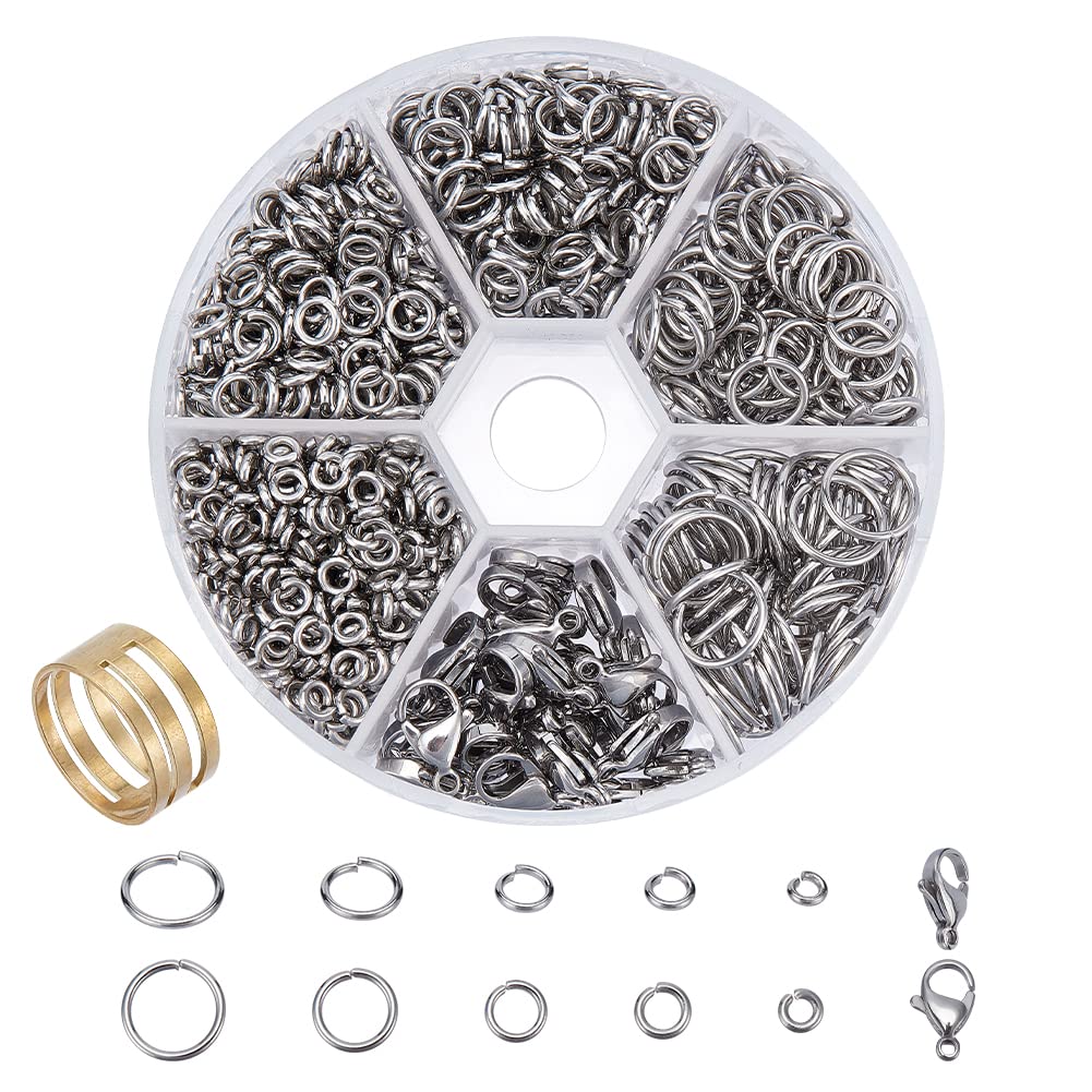 SUNNYCLUE 1 scatola 100 pezzi Chiusure A Moschettone In Acciaio Inossidabile Gioielli Chiusura Ad Artiglio di Aragosta 6x9 mm Mini Piccoli Fermagli A Gancio Fermagli per Bracciale Chiusure Collana Con