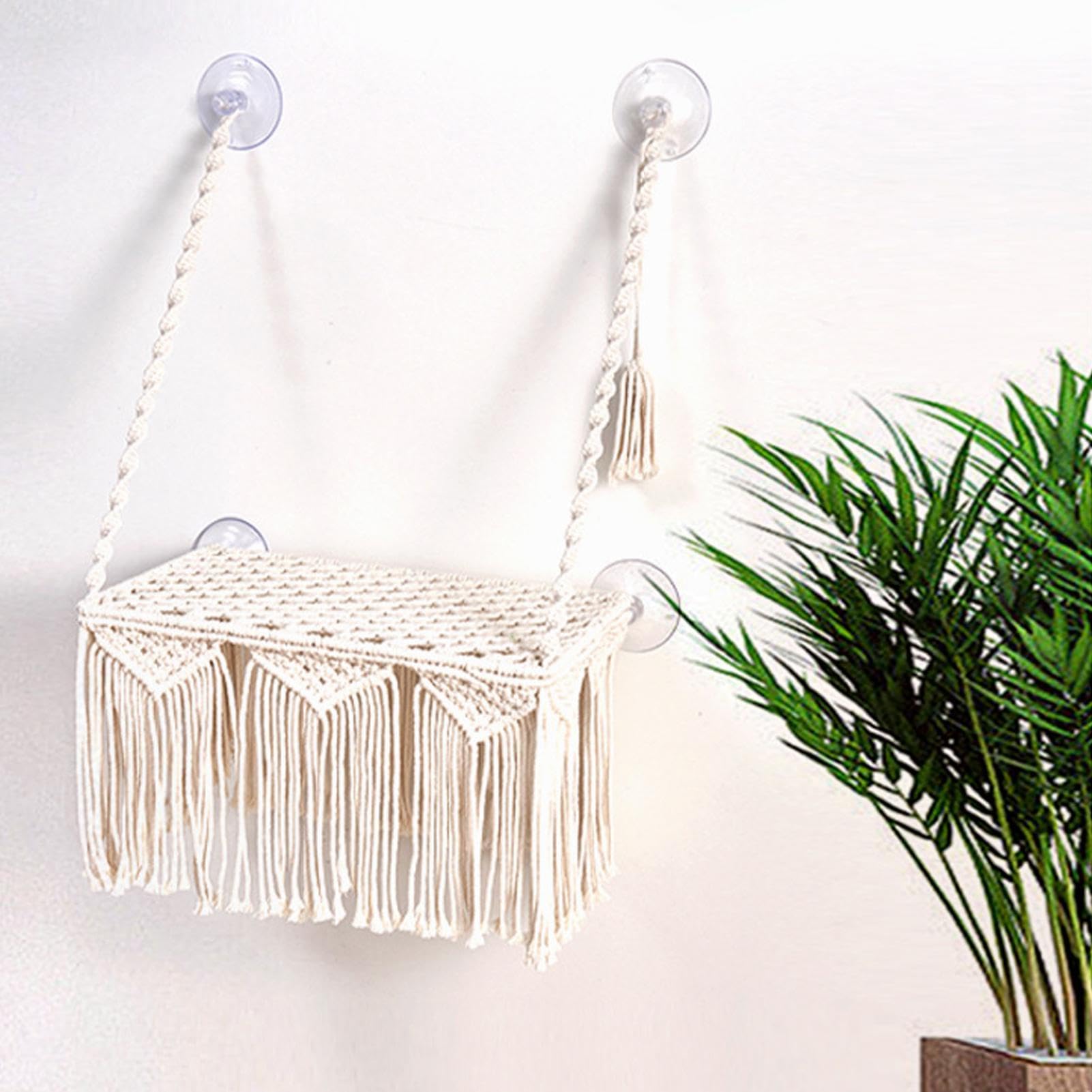 Katzenpfahl auf Fenster montiertes Regalbett - Macrame Katzenhängematte