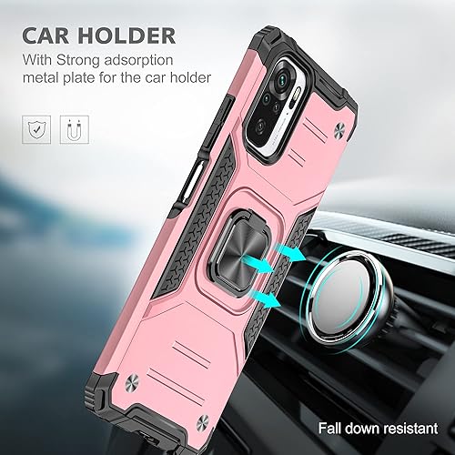 Vista 10 de Asuwish Funda de teléfono para Xiaomi Redmi Note 10/10S 4G con protector de pantalla de vidrio templado y soporte de anillo delgado híbrido Negro