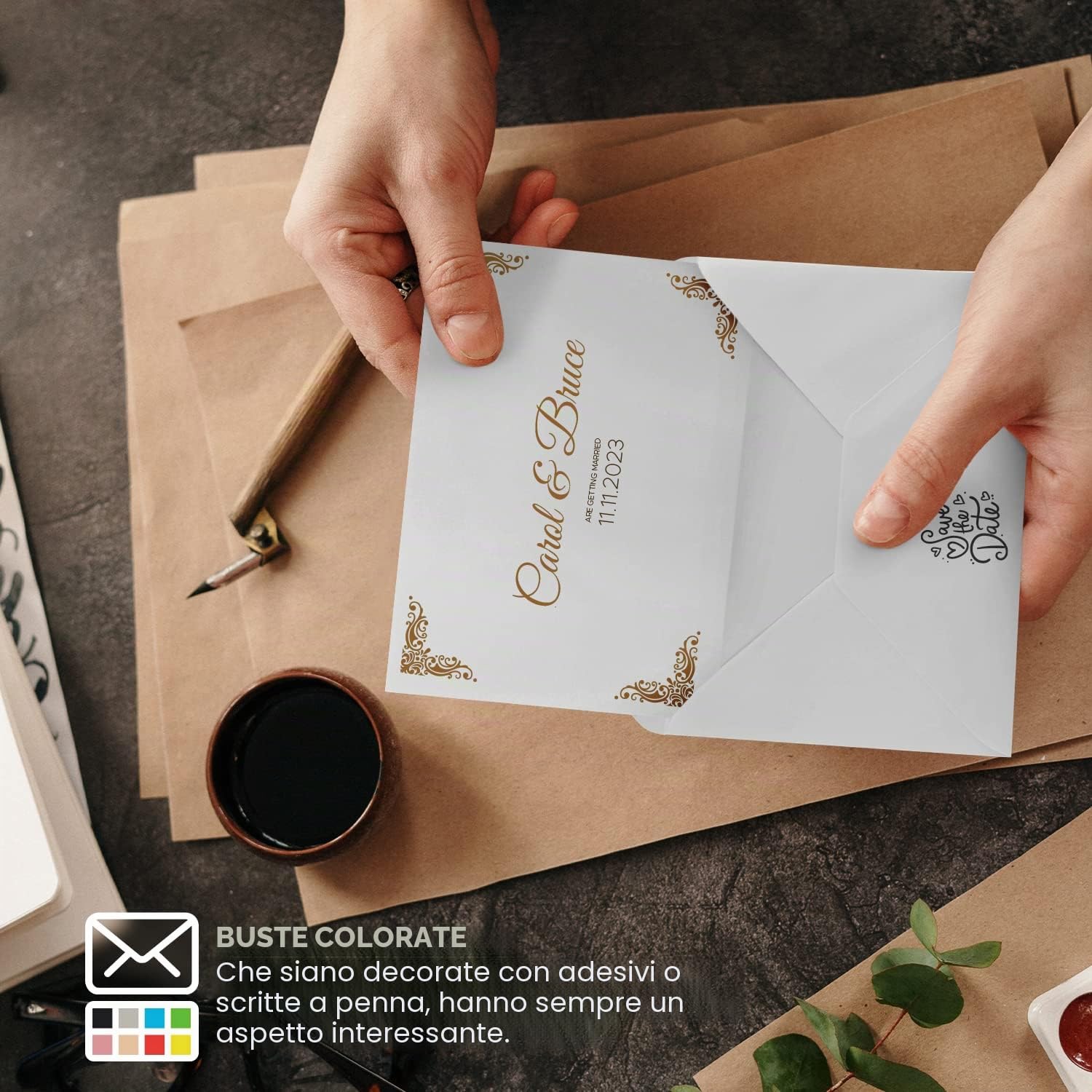 Rainbow Netuno 25 biglietti pieghevoli formato B6 12,5 x 17,5 cm carta colorata crema con buste set creativo