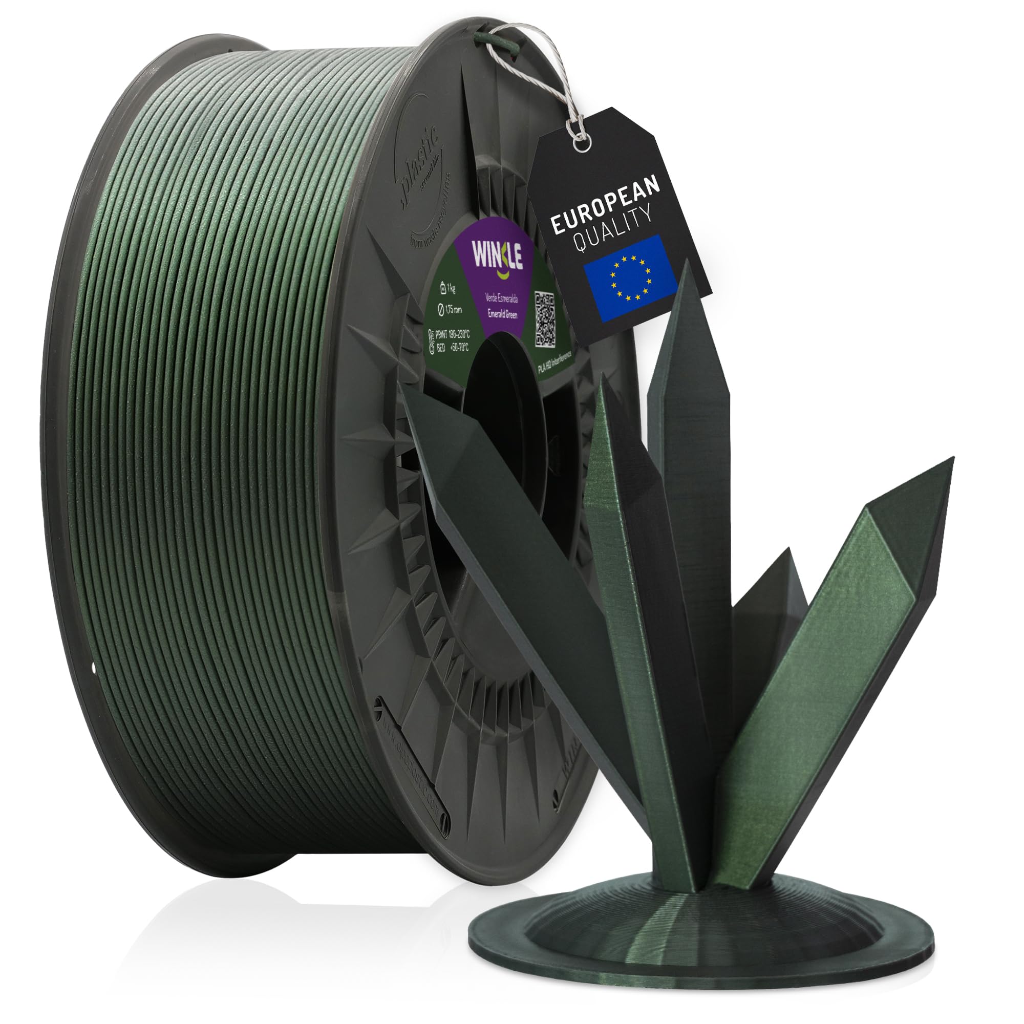 WINKLE Filament PLA HD Emerald Interference | Filament Do Drukarki 3D 1,75 mm 300 g | Zielony, Dokładność Wymiarowa | Cewka 300g