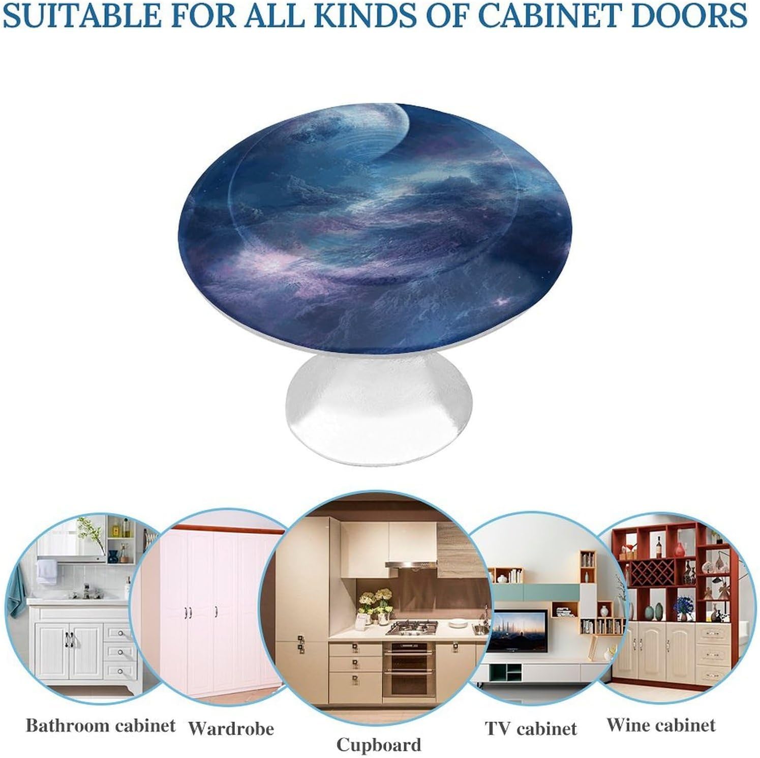 Cabinet Handles Round Drawer Pulls Nebula and Moon Dresser Knobs for Cabinets and Drawers Handle Kitchen Cabinet Pulls for Bathroom Cupboard Drawers Cabinet Pulls for Kitchen Door