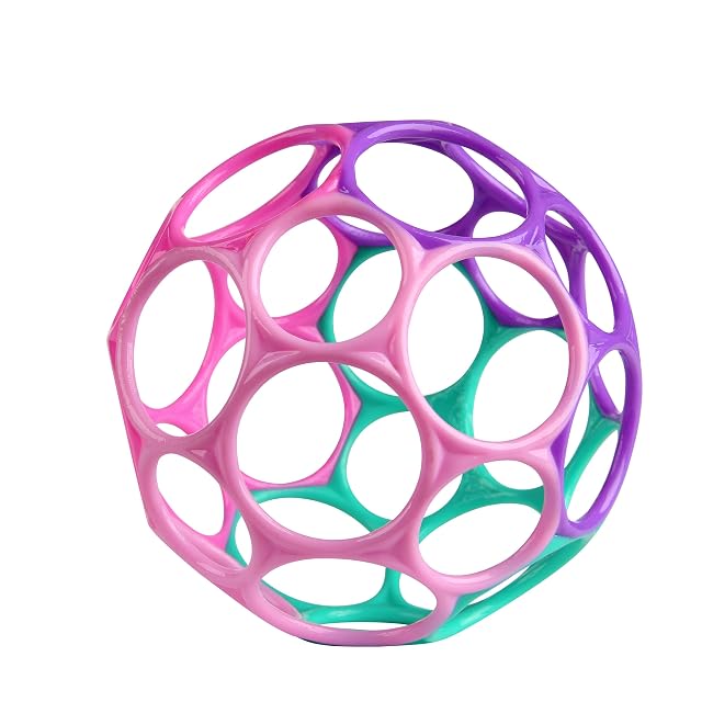 Bright Starts Oball Easy Grasp Classic Pelota Juguete Infantil en Rosa/Morado, Edad Recién Nacido en adelante