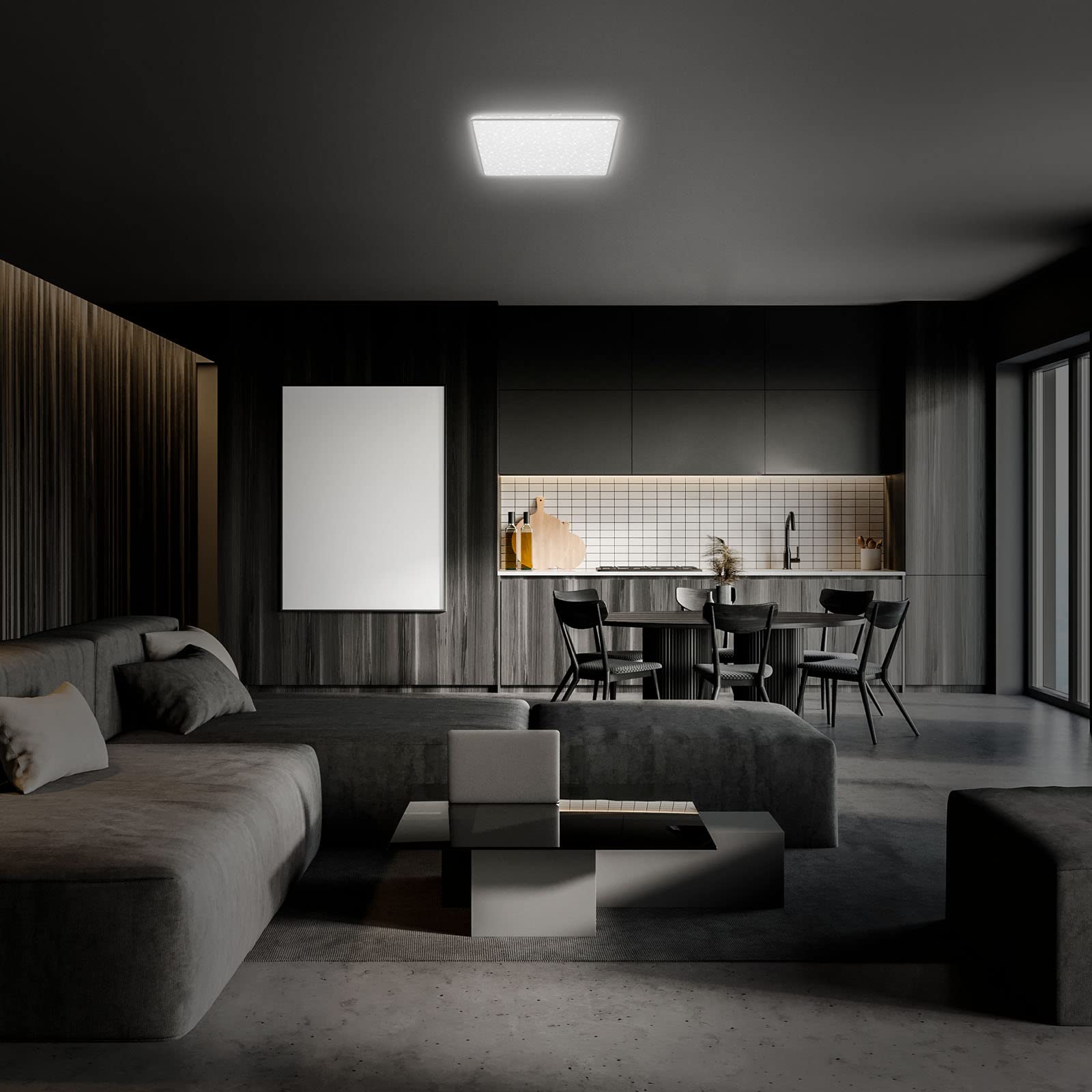 Plafonnier LED Luminaire De Salon Chambre Ciel Étoilé Effet Blanc Métal