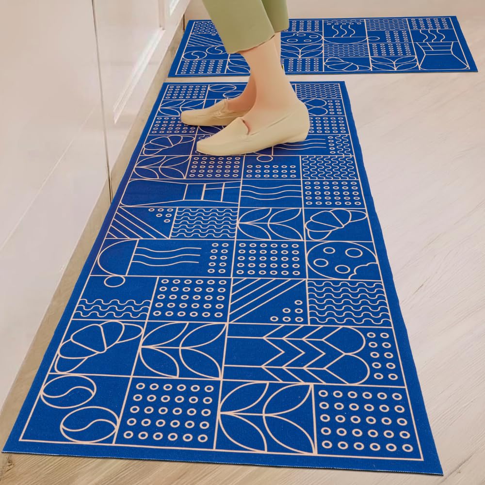 HOMADORN Kitchen Combo Mat Set of 2, Super Absorbent & Non-Slip Kitchen Floor Mats, Quick Dry Washable Anti-Skid Rugs for Cooking Area & Countertop, Soft Durable Kitchen Mats for Home (Pack of 2)-image-5